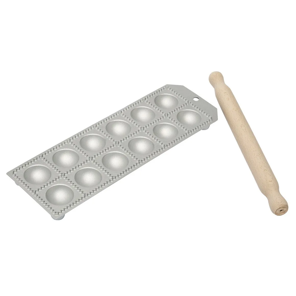 Aluminium Ravioliplaat Rond met Rolstok (12) 34x12cm