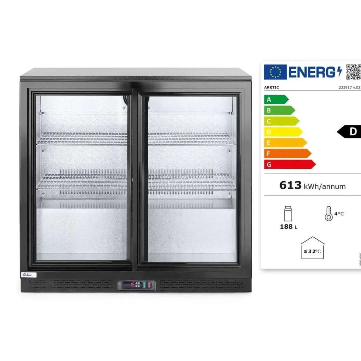 Arktic Backbar koelkast met schuifdeuren 900x520x(h)865mm