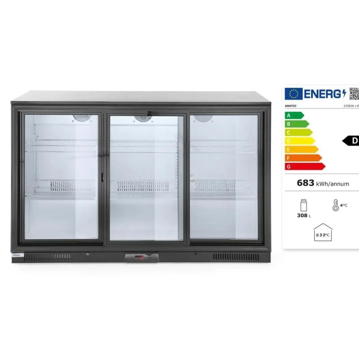 Arktic Backbar koelkast met drie schuifdeuren
