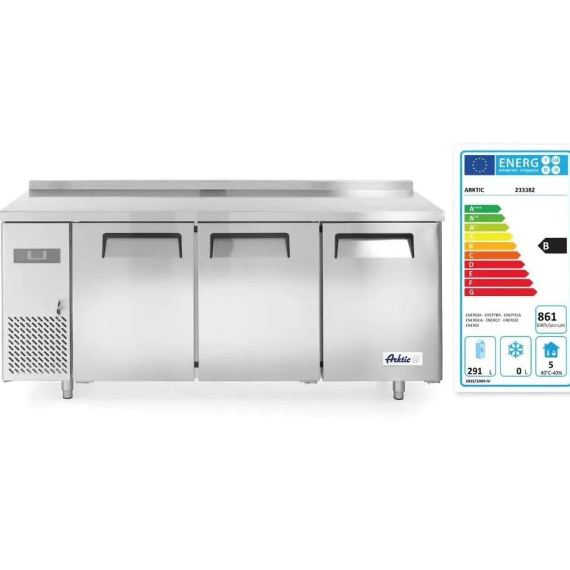 Arktic Koelwerkbank met 3 deuren Kitchen Line 390L