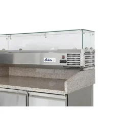 Arktic Pizzawerkbank met 3 deuren en koelvitrine 380+40L