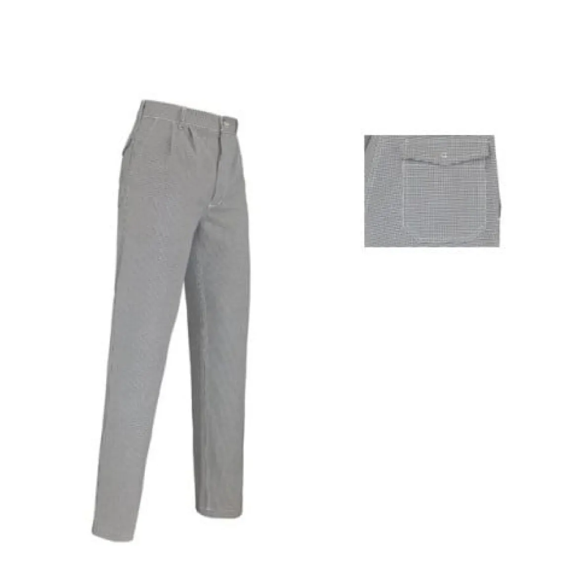 Bakkersbroek Poly./Katoen blauw/wit pepita, maat 58**