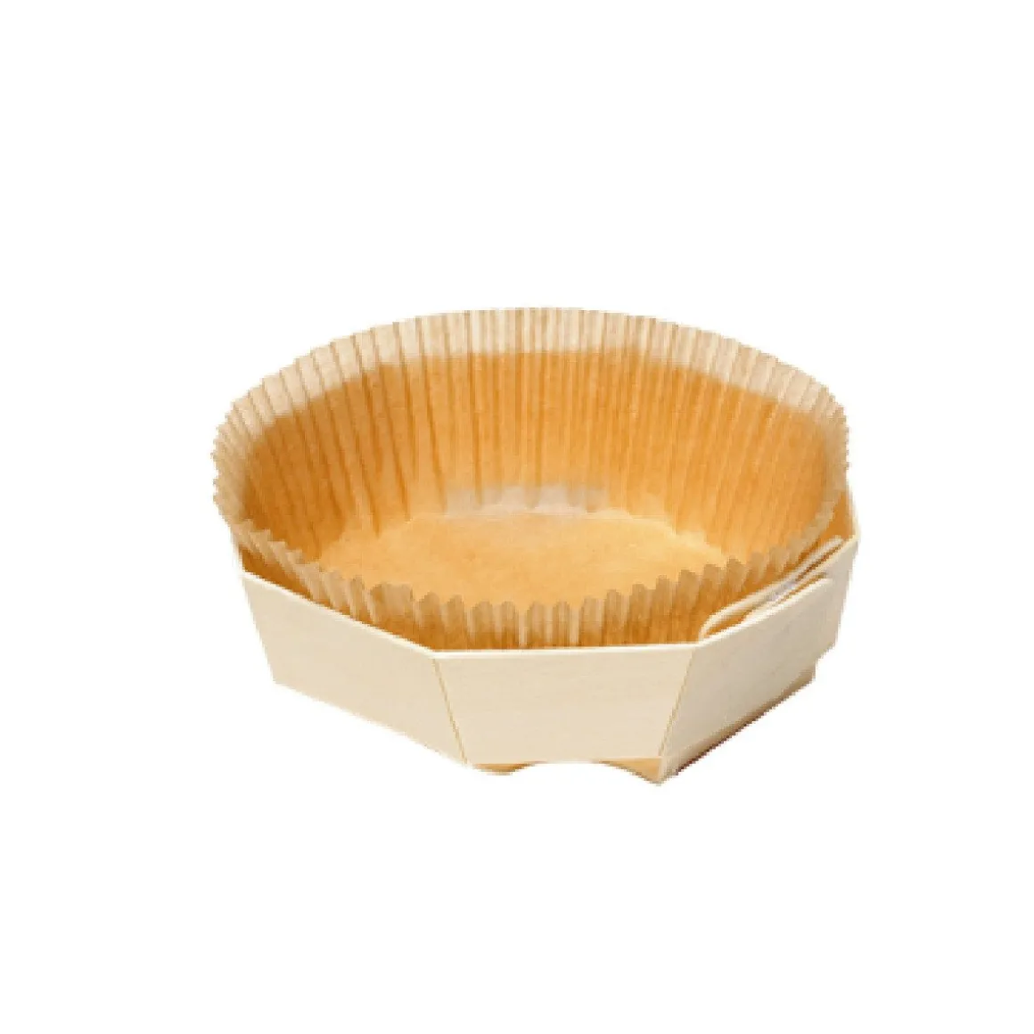 Bakvorm Hout Achthoek 11x3,5cm + Bakpapier (per stuk)