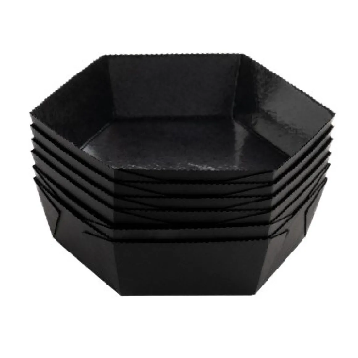 Bakvorm Karton Zeshoek Zwart 7,2x4cm (per stuk)