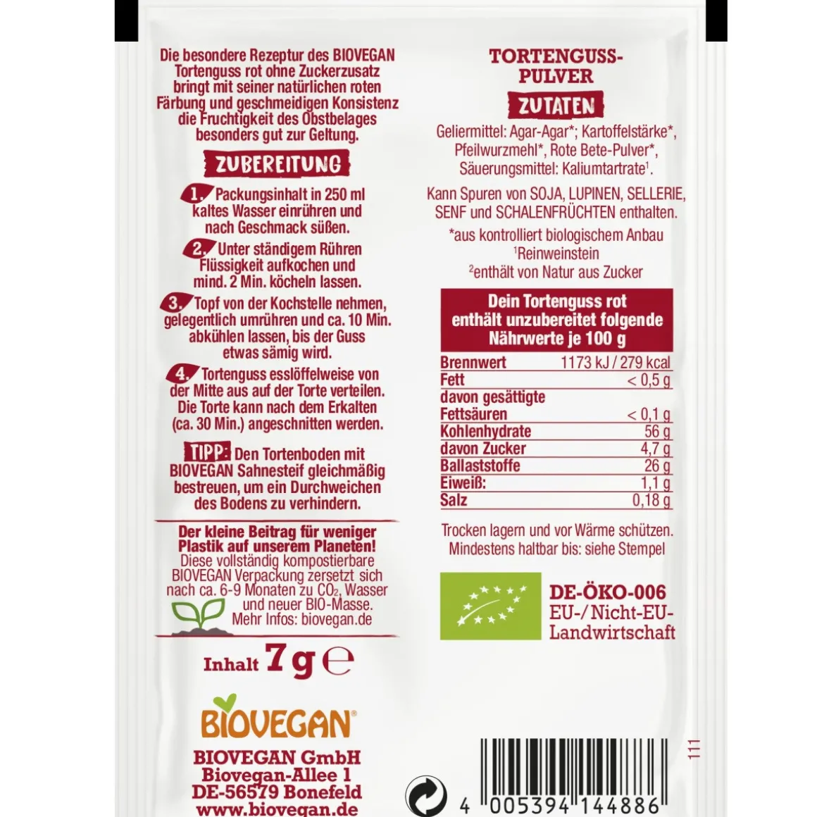 BioVegan Taartgelei Rood Biologisch 2x7g