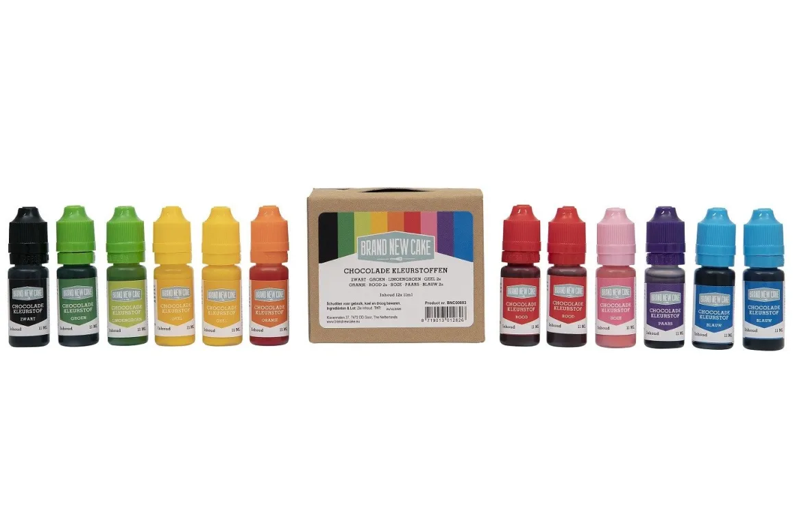 BrandNewCake Chocolade Kleurstof assortiment (12x11ml)