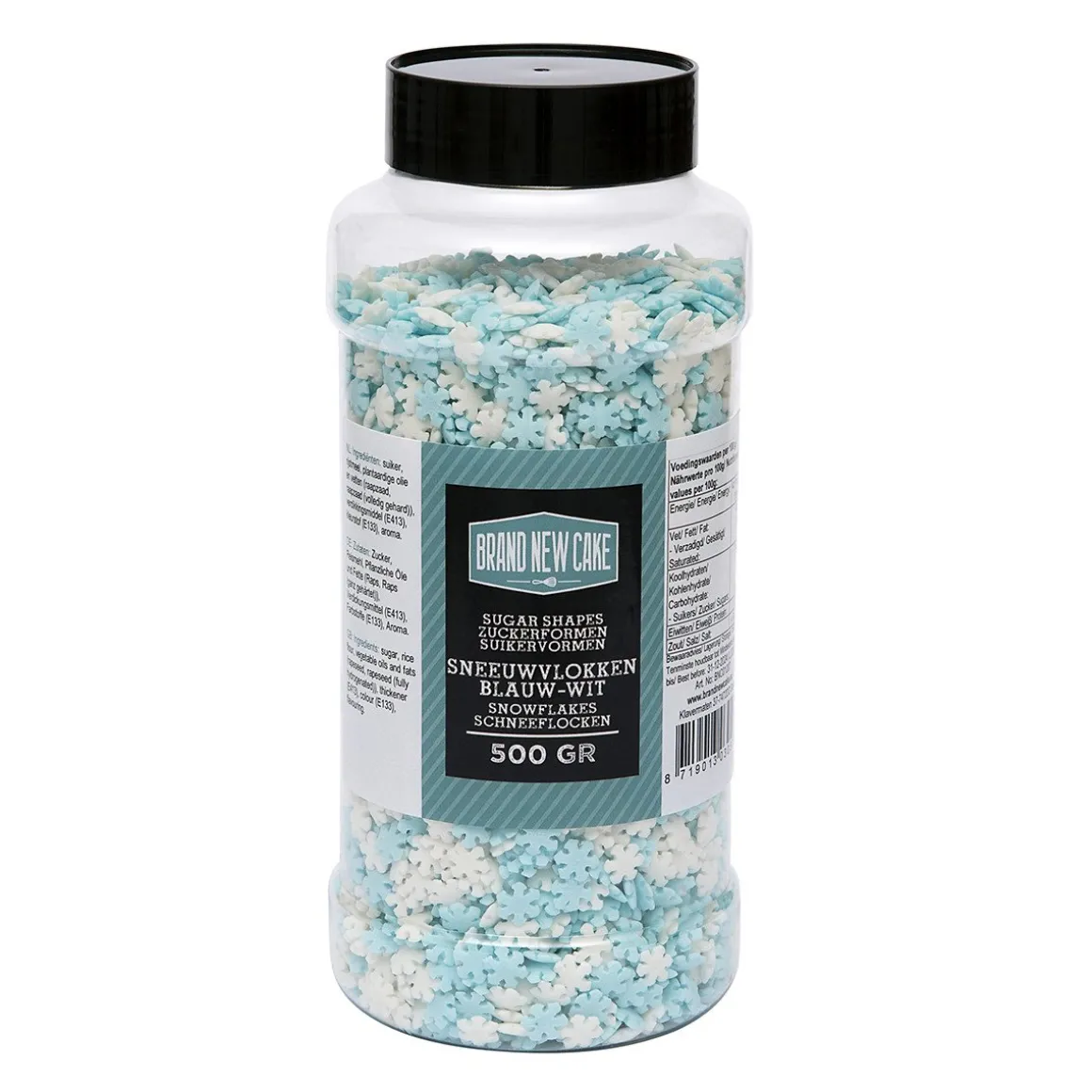 BrandNewCake Confetti Sneeuwvlokken Blauw/Wit 500gr.