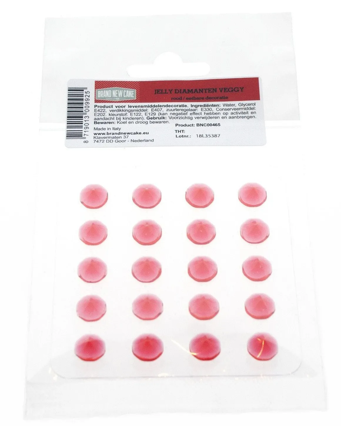 BrandNewCake Eetbare Jelly Diamanten Rood 20st