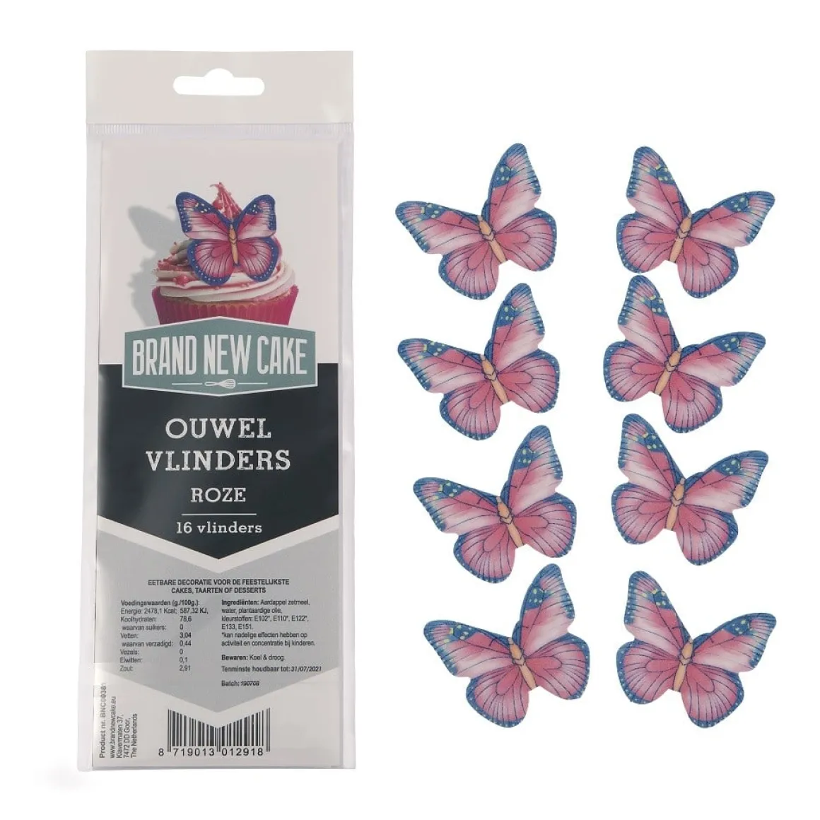 BrandNewCake Ouwel Vlinders Roze 16st.