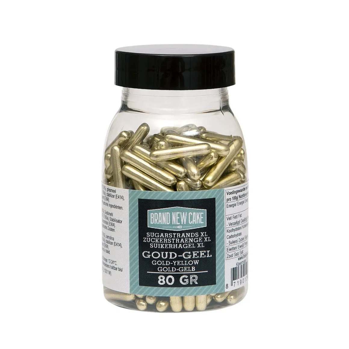 BrandNewCake Sugar Rods Metallic Goudgeel 80gr.