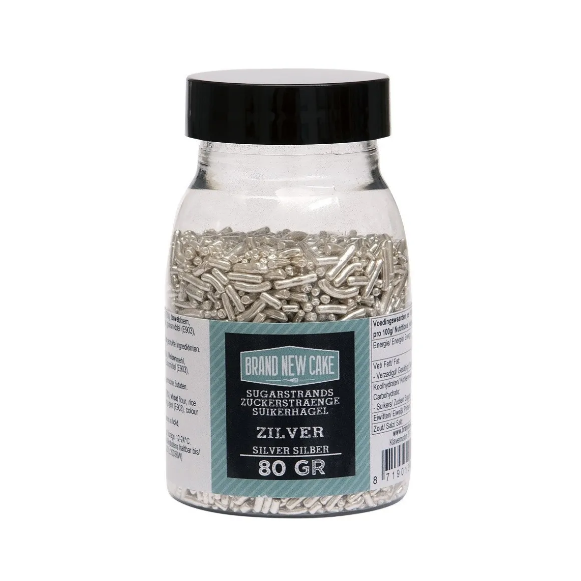 BrandNewCake Sugar Strands Metallic Zilver 80gr.