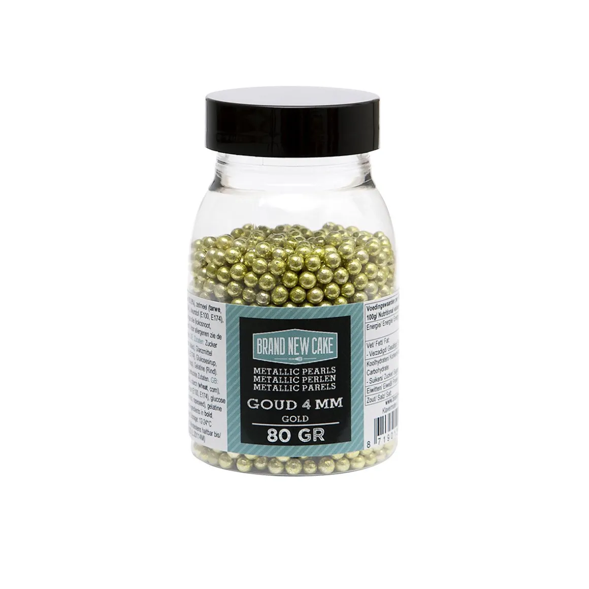 BrandNewCake Suikerparels Metallic Goud 4mm 80gr.