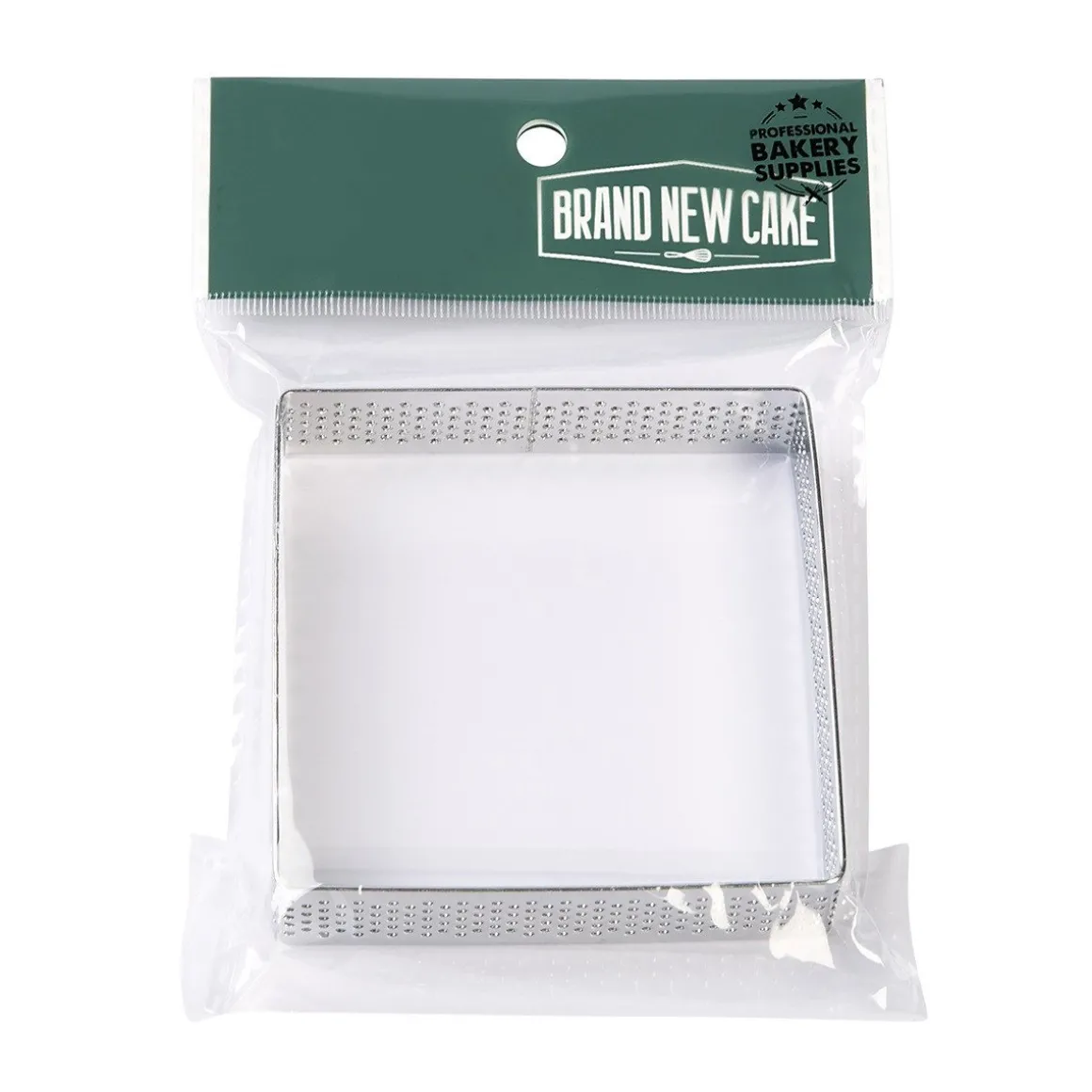 BrandNewCake Taartring RVS Vierkant Geperforeerd 8x2cm**