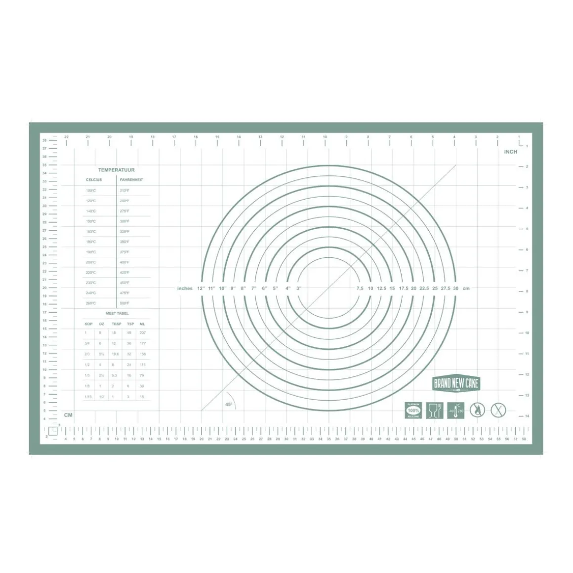 BrandNewCake Uitrol Bakmat met Maatindeling 60x40cm