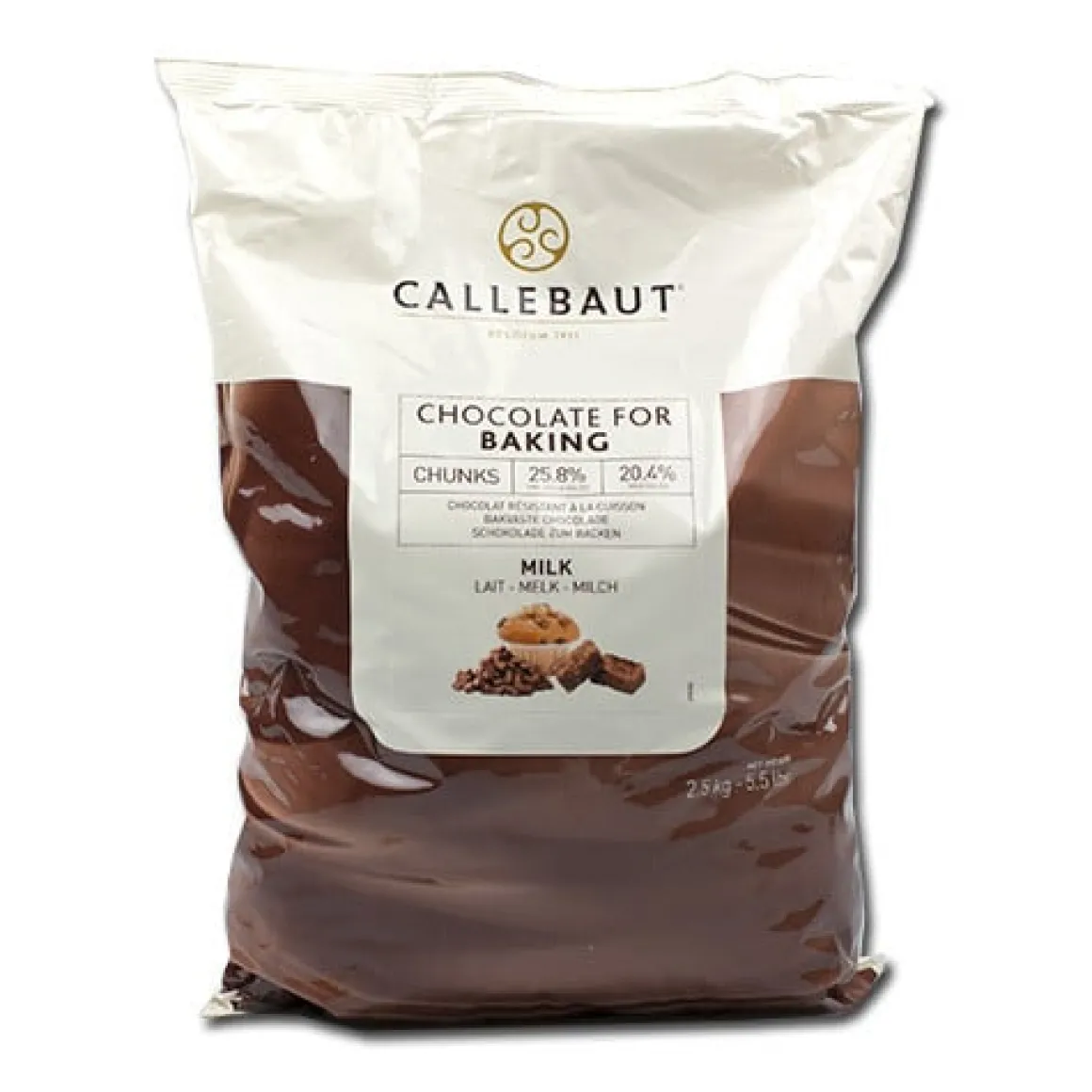 Callebaut Bakvaste chocolade Chunks Melk 2,5 kg.