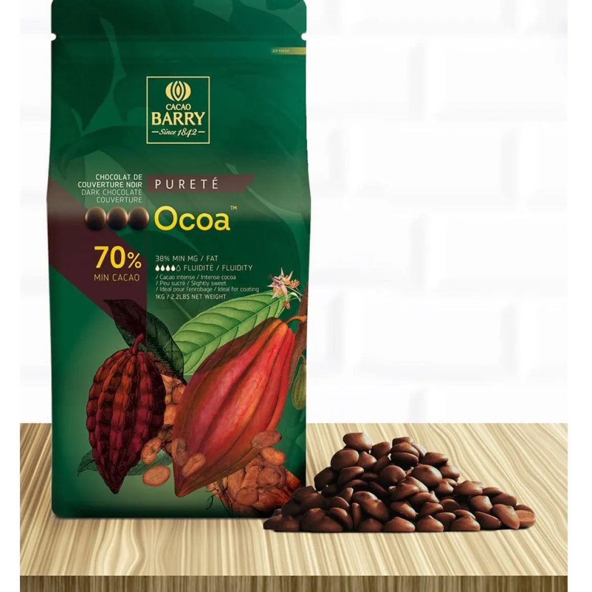 Callebaut Chocolade Callets Puur Ocoa (70%) 1kg