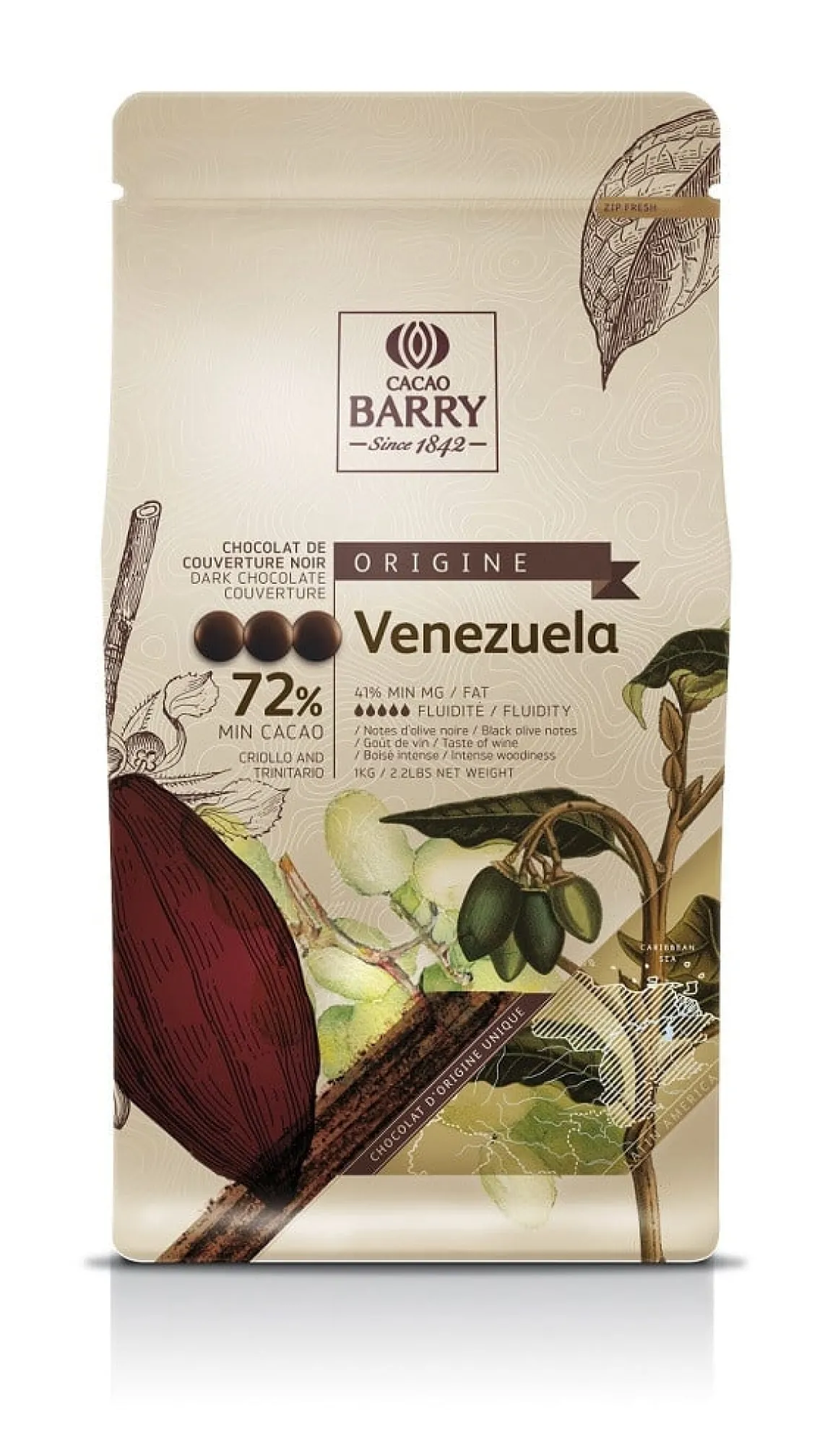 Callebaut Chocolade Callets Puur Venezuela (72%) 1kg