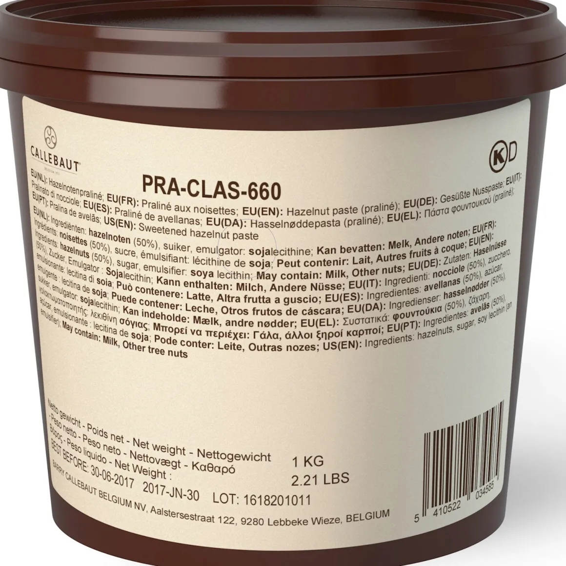Callebaut Hazelnoot Praline notenvulling 1kg