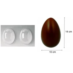 Chocolade Holvorm Pasen Half-Ei Glad (2x) 14x10x5cm.