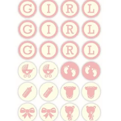 Chocoladedecoratie Baby Girl Ø3cm 24st.