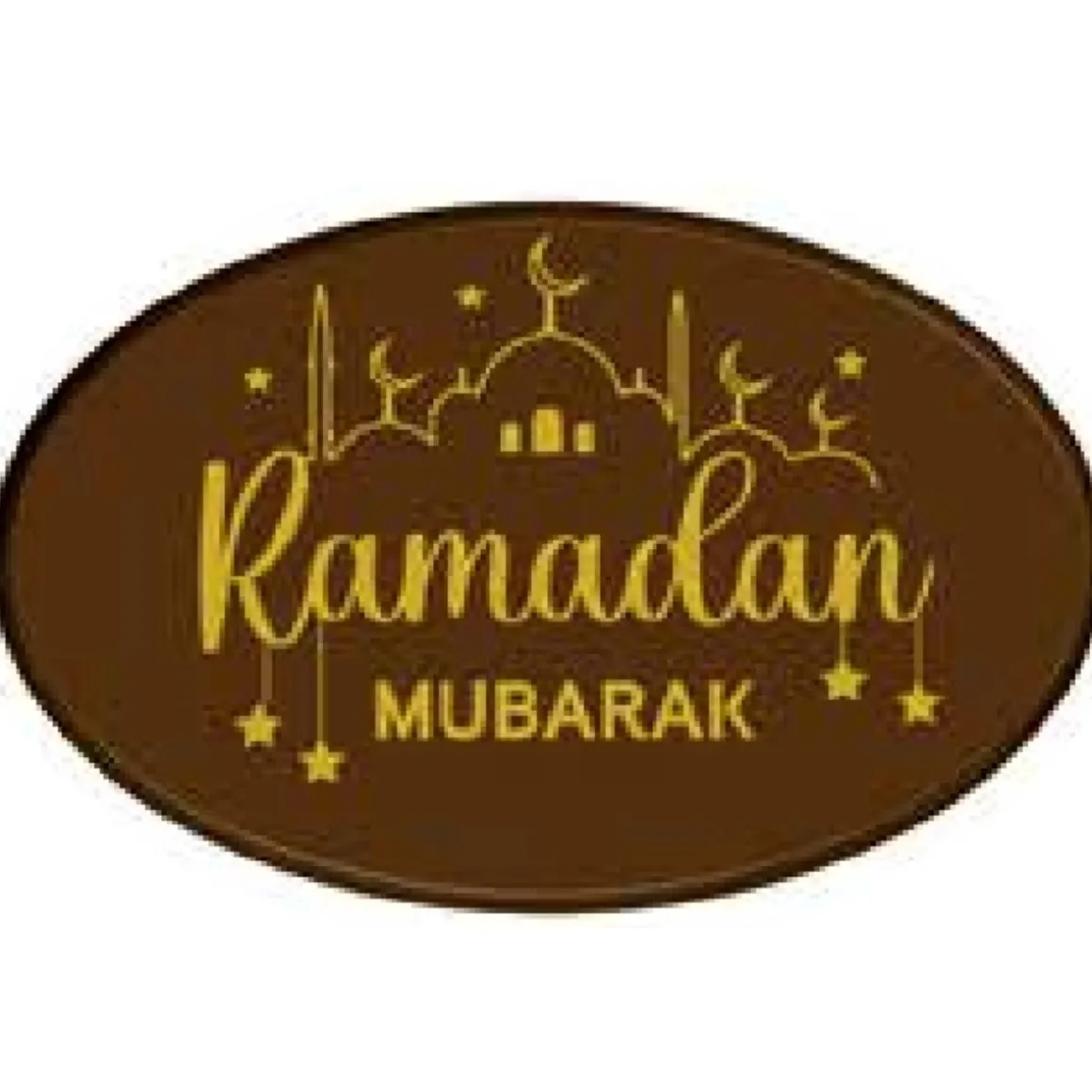 Chocoladedecoratie Ramadan Mubarak Ovaal 3,4x5,5cm 30st.