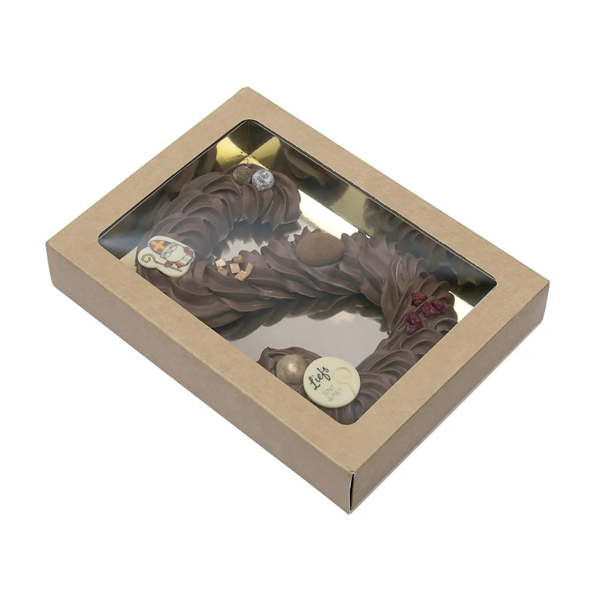 Chocoladeletterdoos GK7 Kraft / Goud 26st