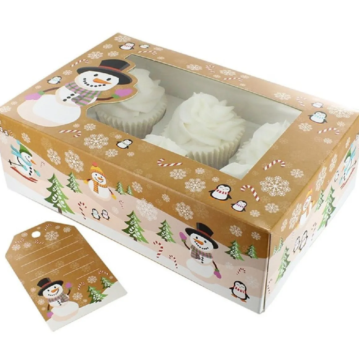 Culpitt Cupcake Doosje 6/12 Sneeuwpop (tray-venster) 20st.