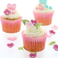 Culpitt Suikerdecoratie Bloemen en Bladeren Roze 16st.