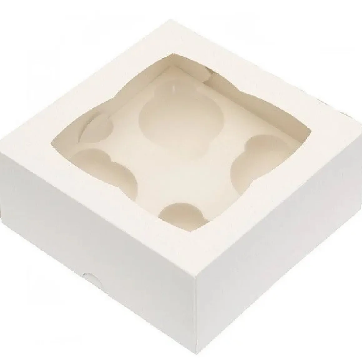 Cupcake Doosje 4 Wit (incl. tray met venster) 3st.