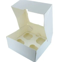 Cupcake Doosje 4 Wit (incl. tray met venster) 3st.