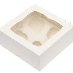 Cupcake Doosje 4 Wit (incl. tray met venster) 25st.