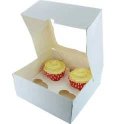 Cupcake Doosje 4 Wit (incl. tray met venster) 25st.