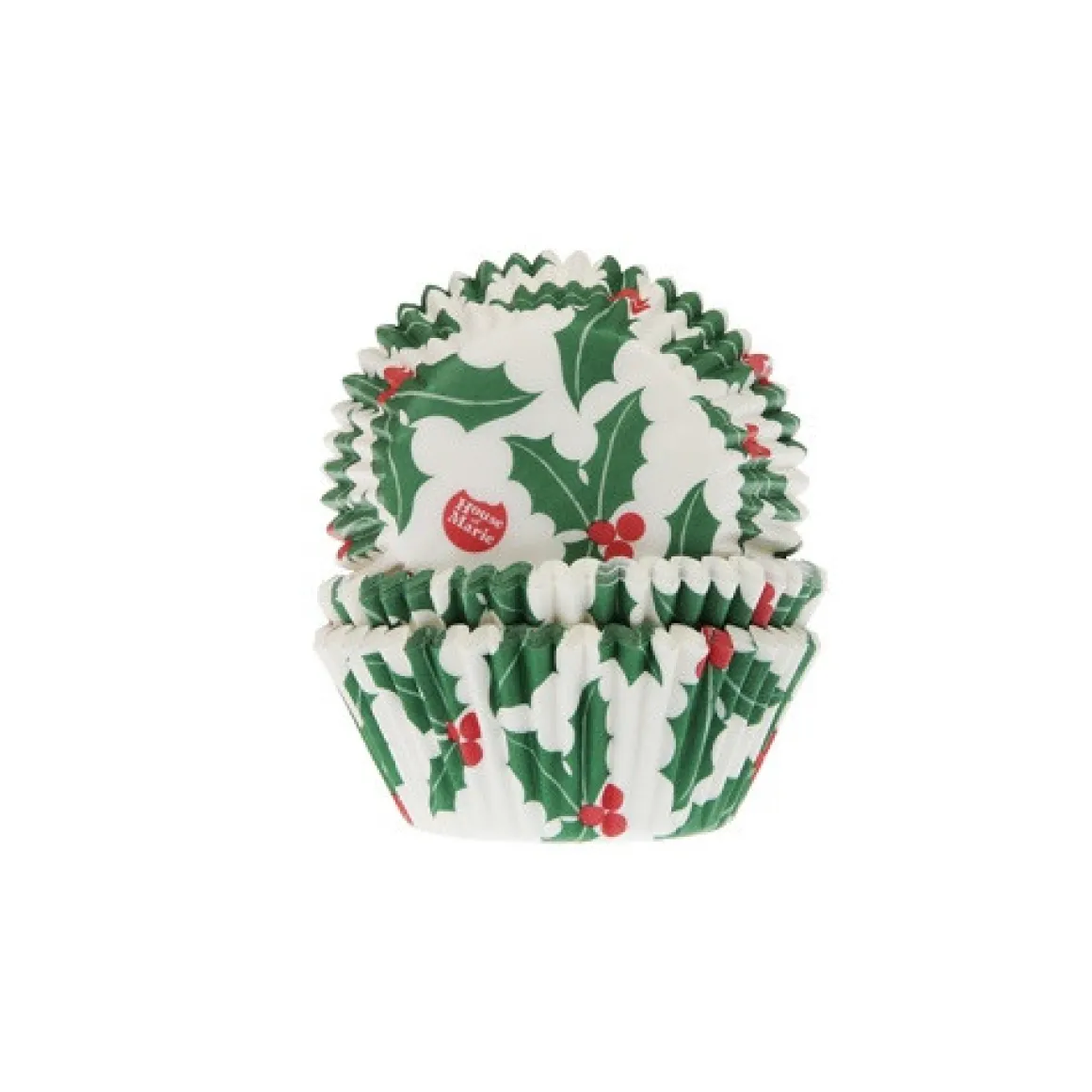 Cupcake Vormpjes HoM Hulstblad met bes 50x33mm. 50st.
