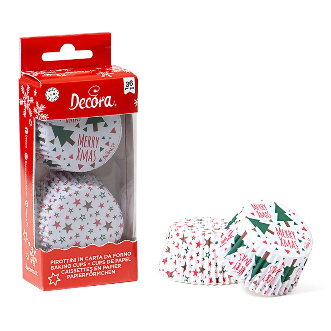 Cupcake Vormpjes Kerst Sterren Ø50x32(h) mm 36 stuks