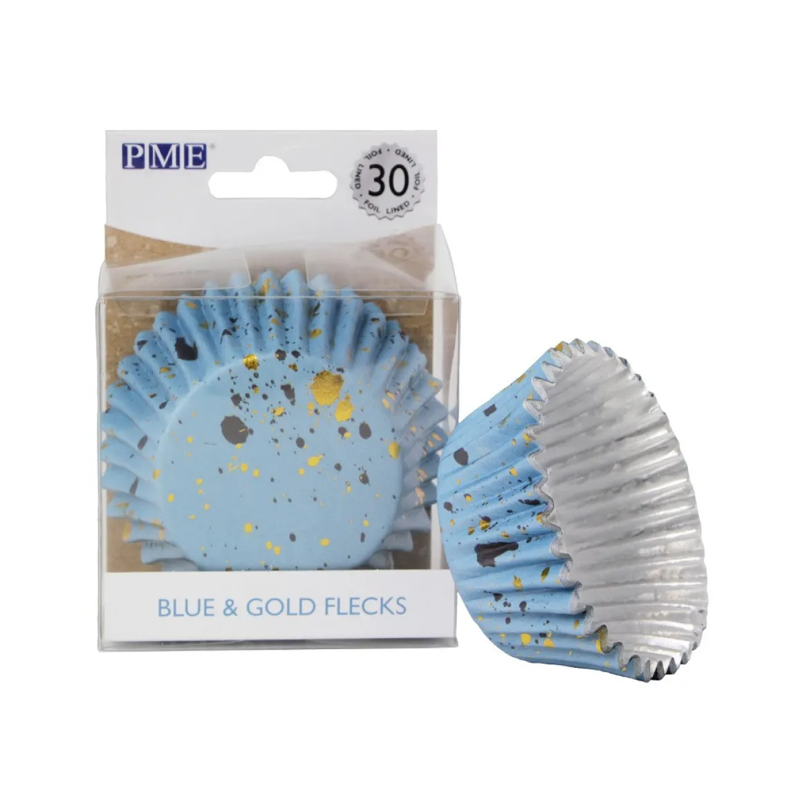 Cupcake Vormpjes PME Blauw met Goud 30 stuks