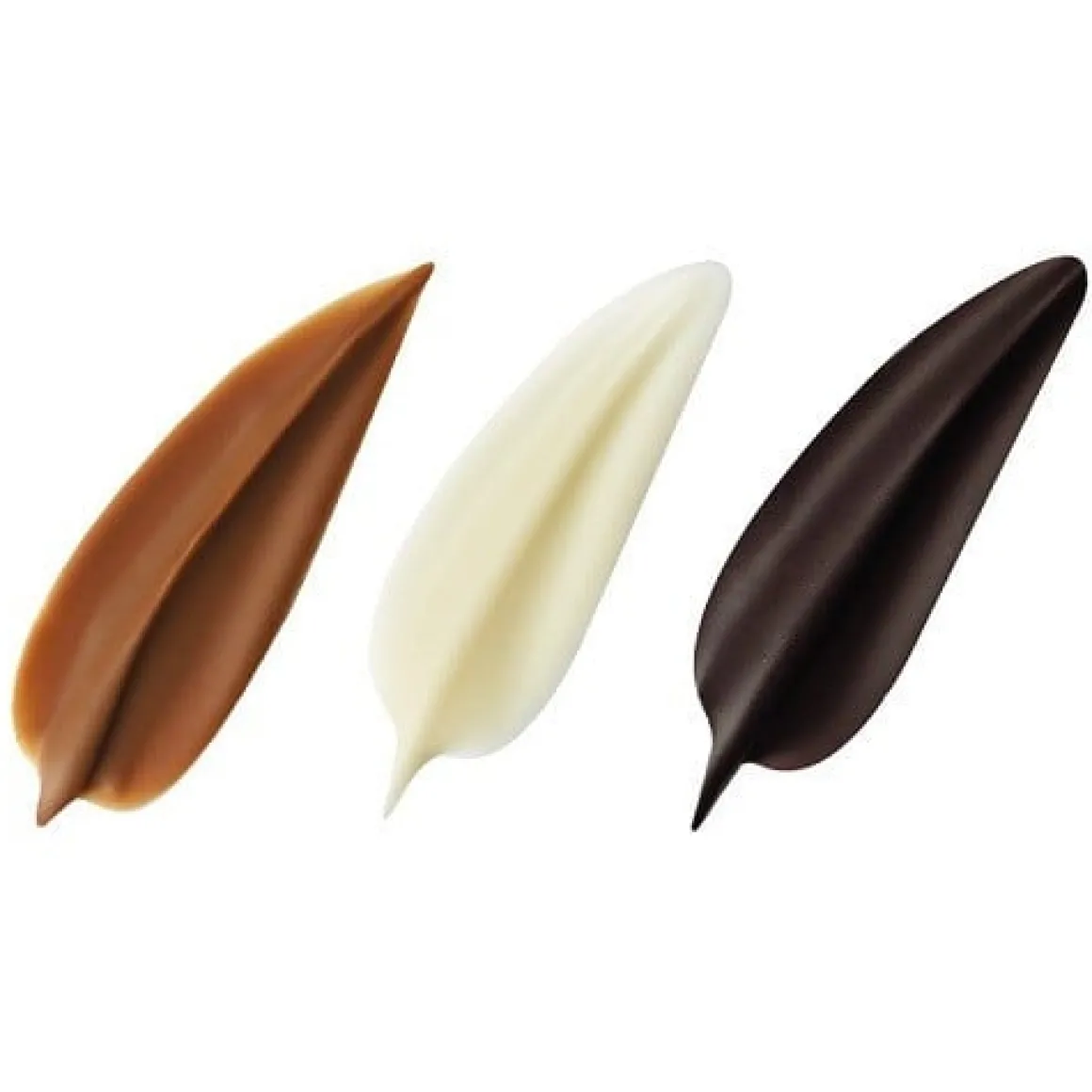 Dobla Chocoladedecoratie Blaadjes Wit, Melk en Puur 160st.