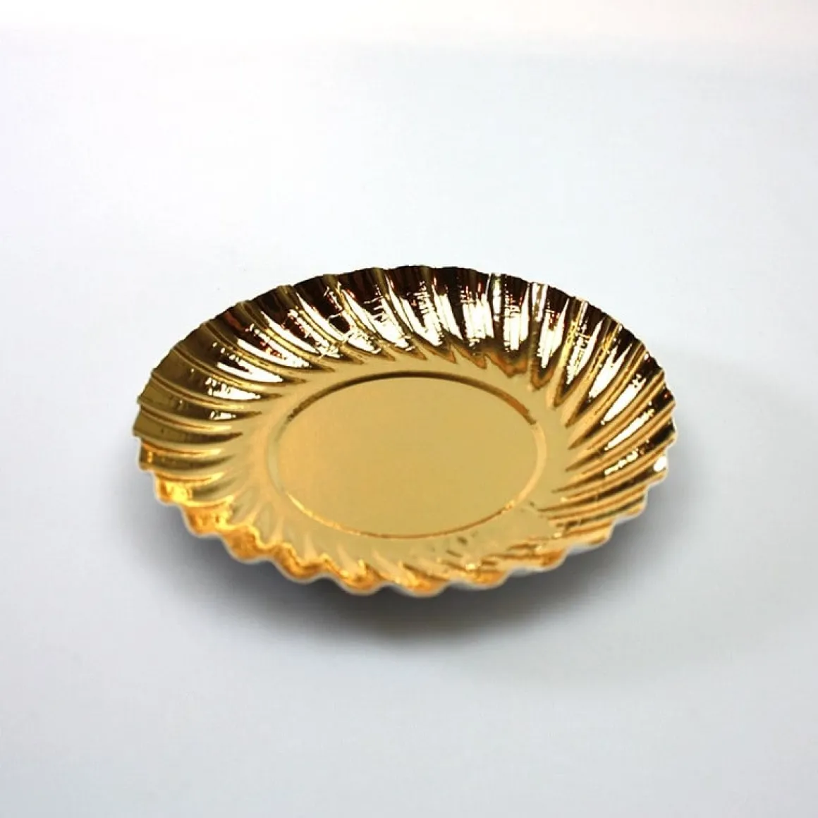 Gebaksschoteltje Rond Ribbel Goud Ø8,8cm 100st.