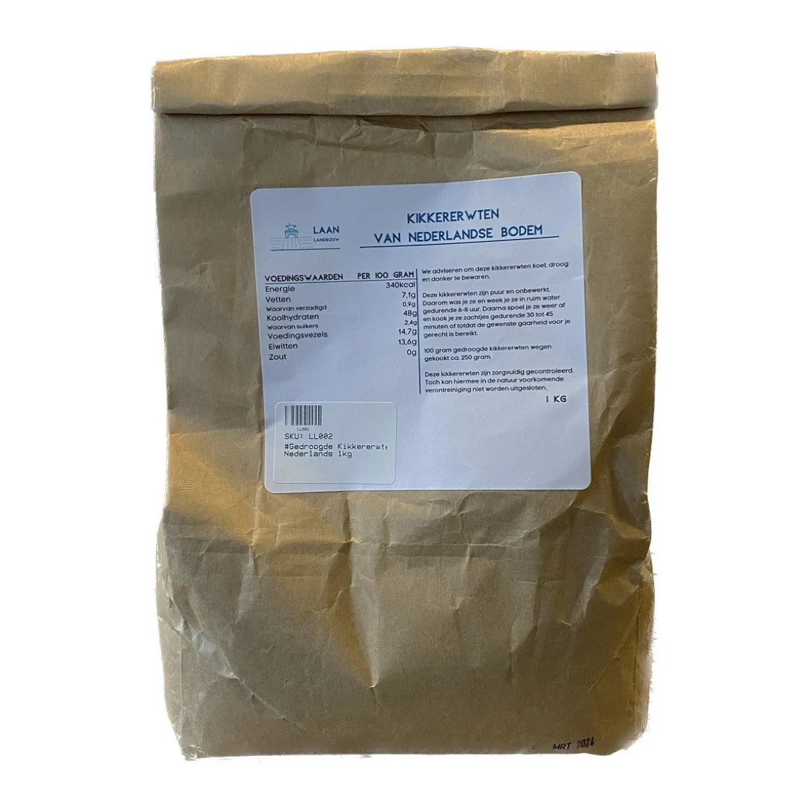 Gedroogde Kikkererwten Nederlands 1kg