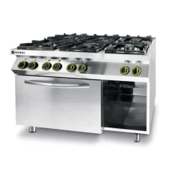 Hendi Gasfornuis 6-pits met convectieoven GN 1/1