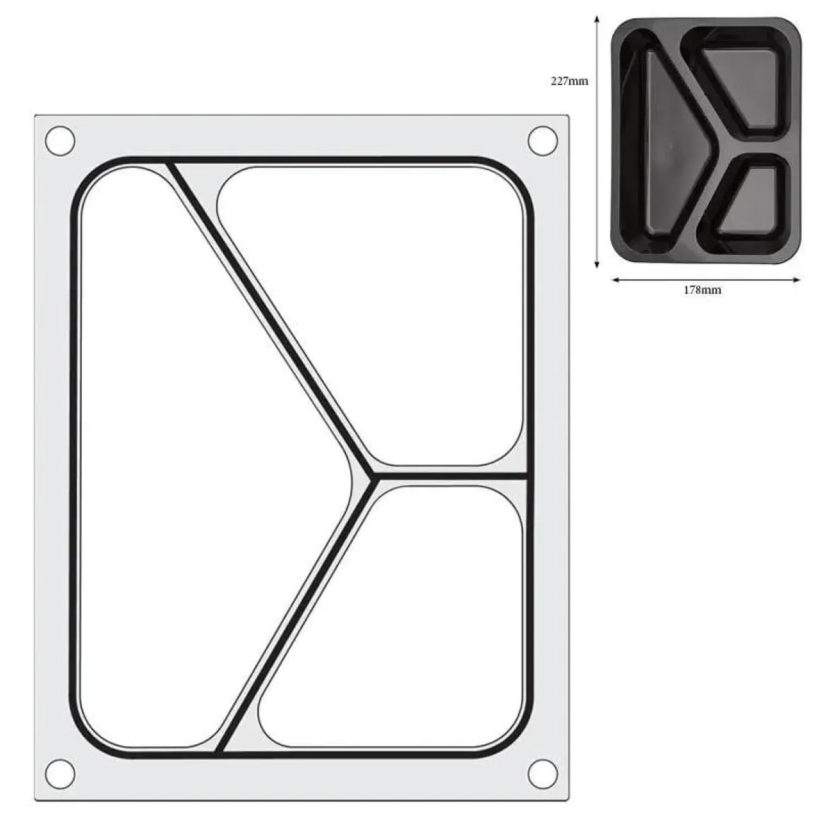 Hendi Traysealer matrix Driedelige container 227x178 mm
