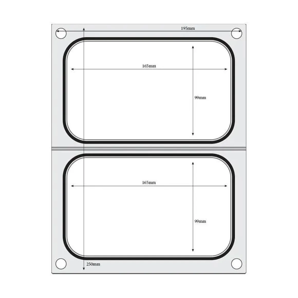 Hendi Traysealer matrix 2x container 178x113 mm