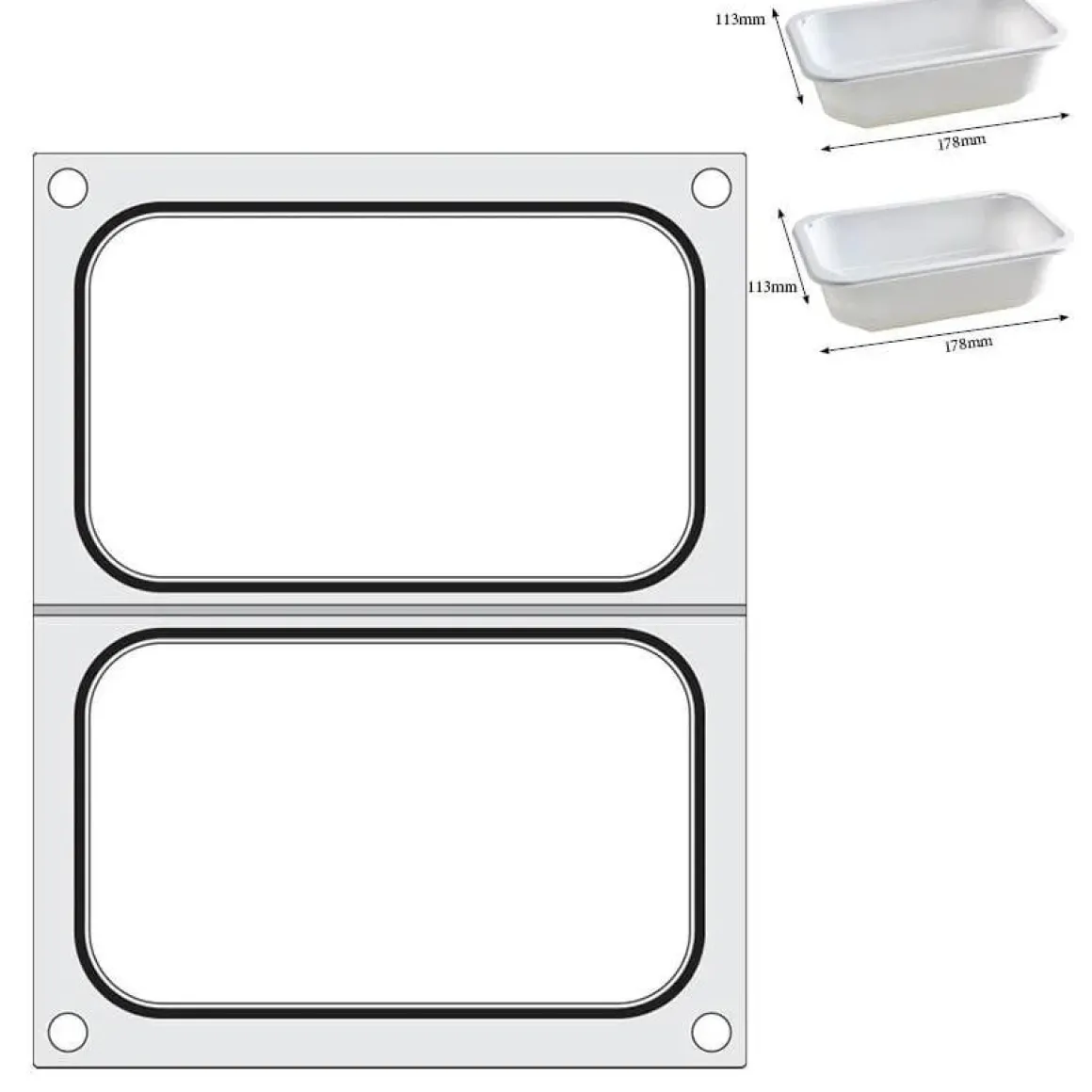 Hendi Traysealer matrix 2x container 178x113 mm