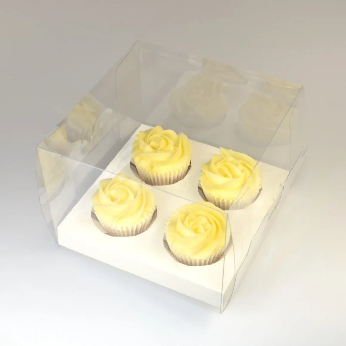 HoM Cupcake Doosje 4 Transparant (incl. tray) 10st.