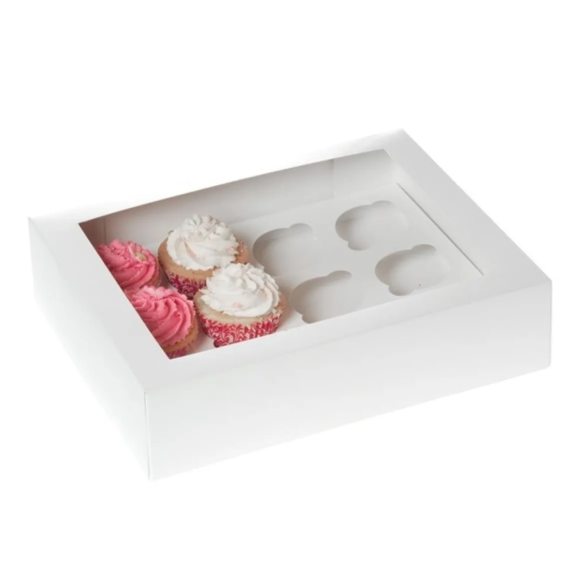 HoM Cupcake Doosje 12 Wit (incl. tray met venster) 2st.