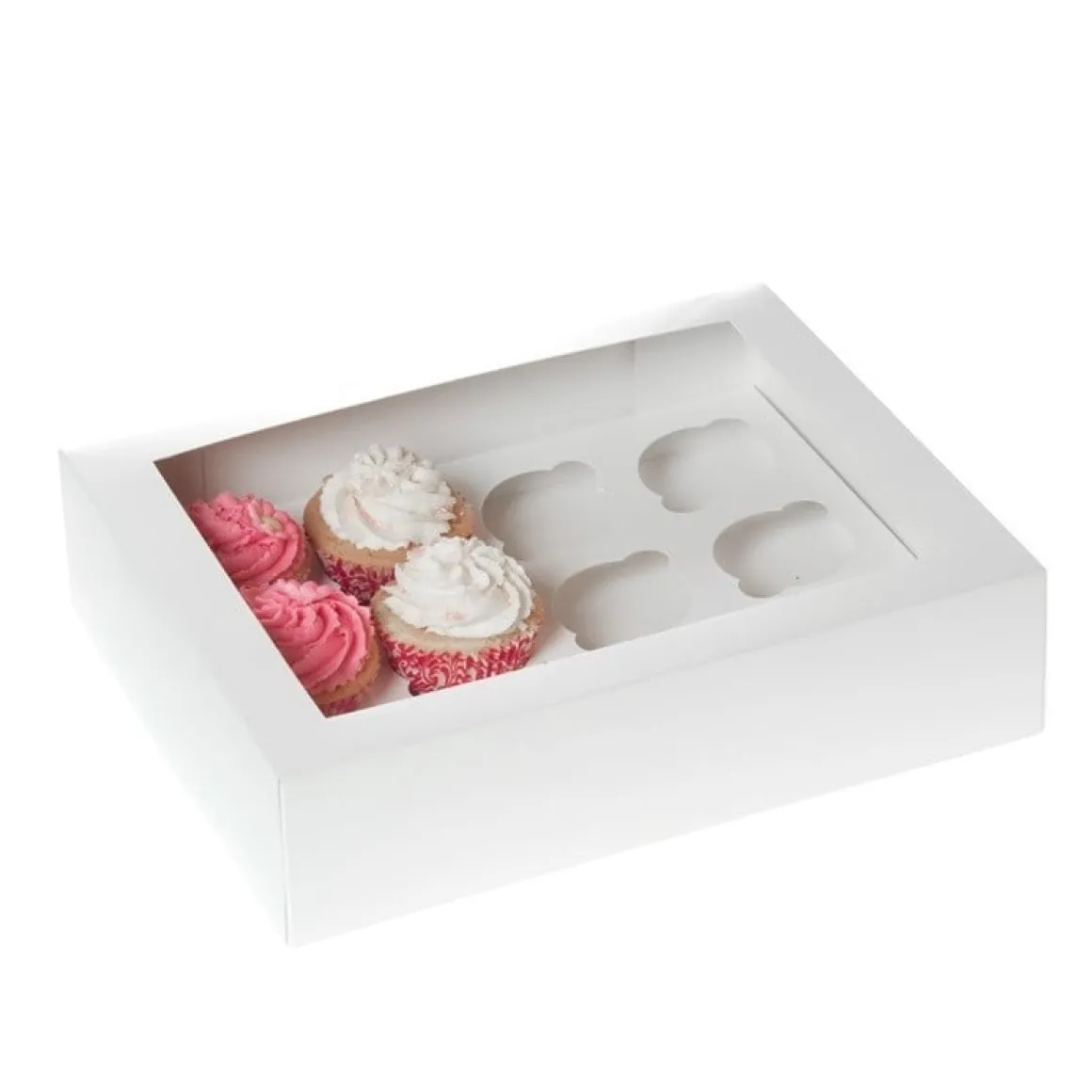 HoM Cupcake Doosje 12 Wit (incl. tray met venster) 50st.