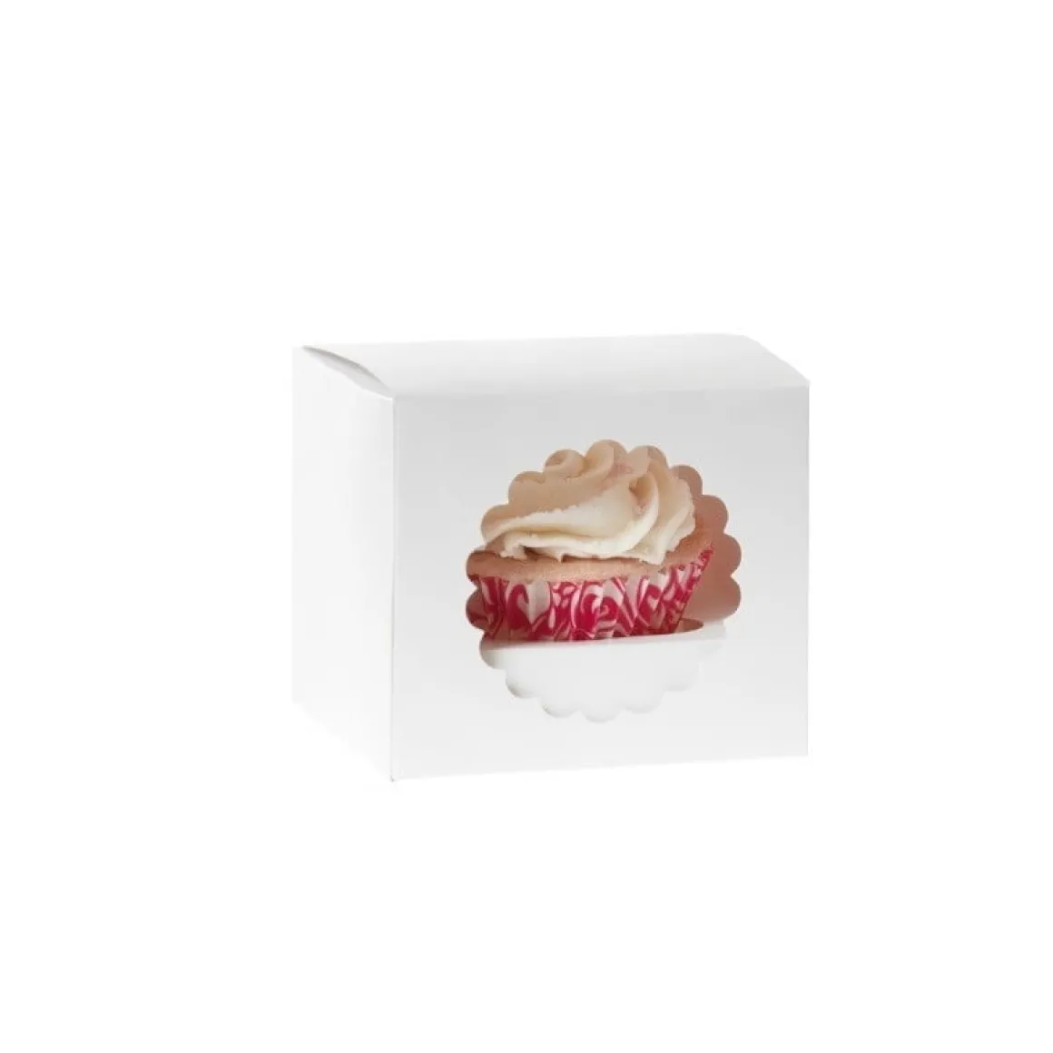 HoM Cupcake Doosje 1 Wit (incl. tray met venster) 3st.