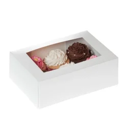 HoM Cupcake Doosje 6 Wit (incl. tray met venster) 100st.