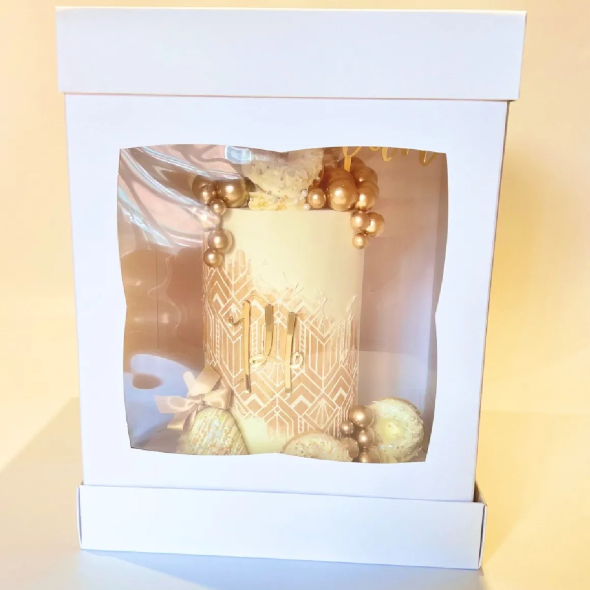 HoM Taartdoos 25x25x35,5cm Extra Hoog met Venster 5st.