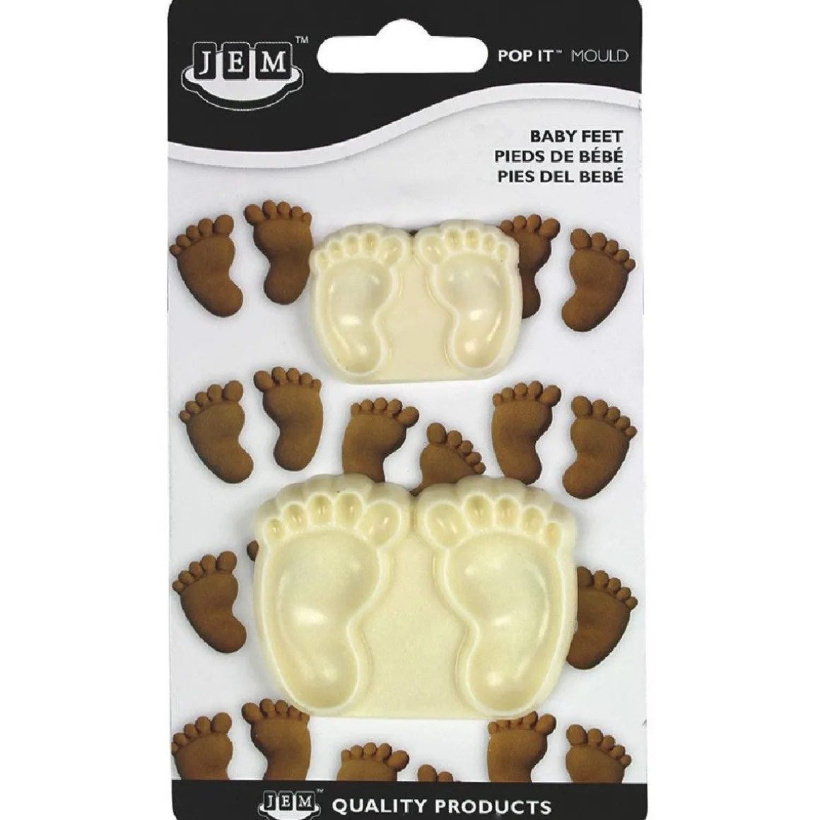 JEM Pop it uitsteker/mal Baby feet (baby voetjes) set/2