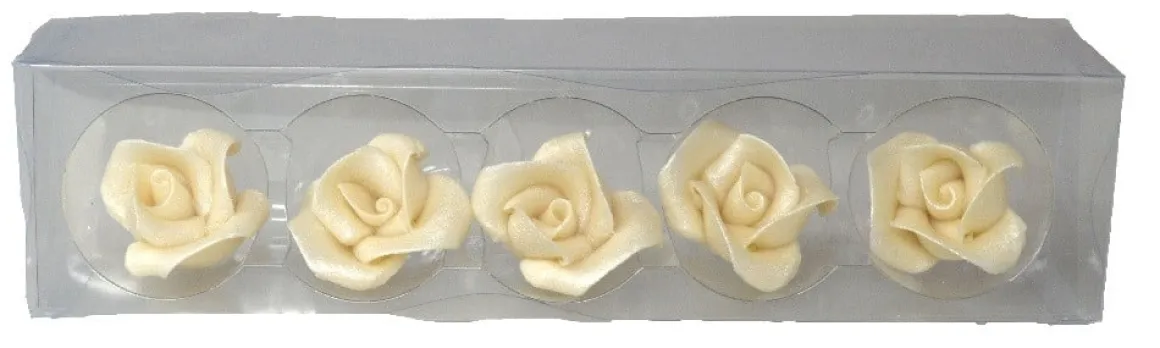 Marsepein Rozen 5 Blads 40mm 5 stuks, Zilver klein